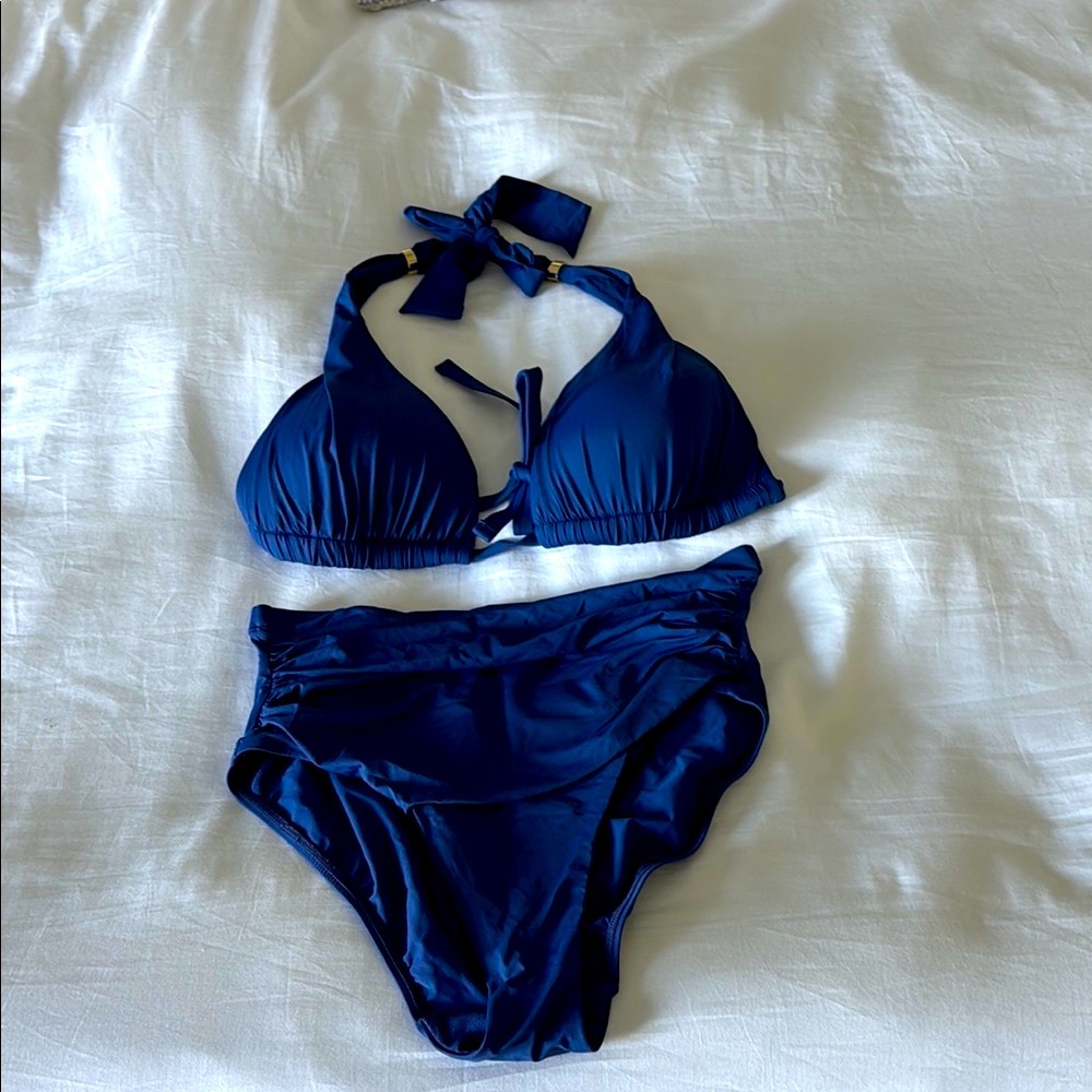Ralph Lauren Navy Blue Halter Bikini Set